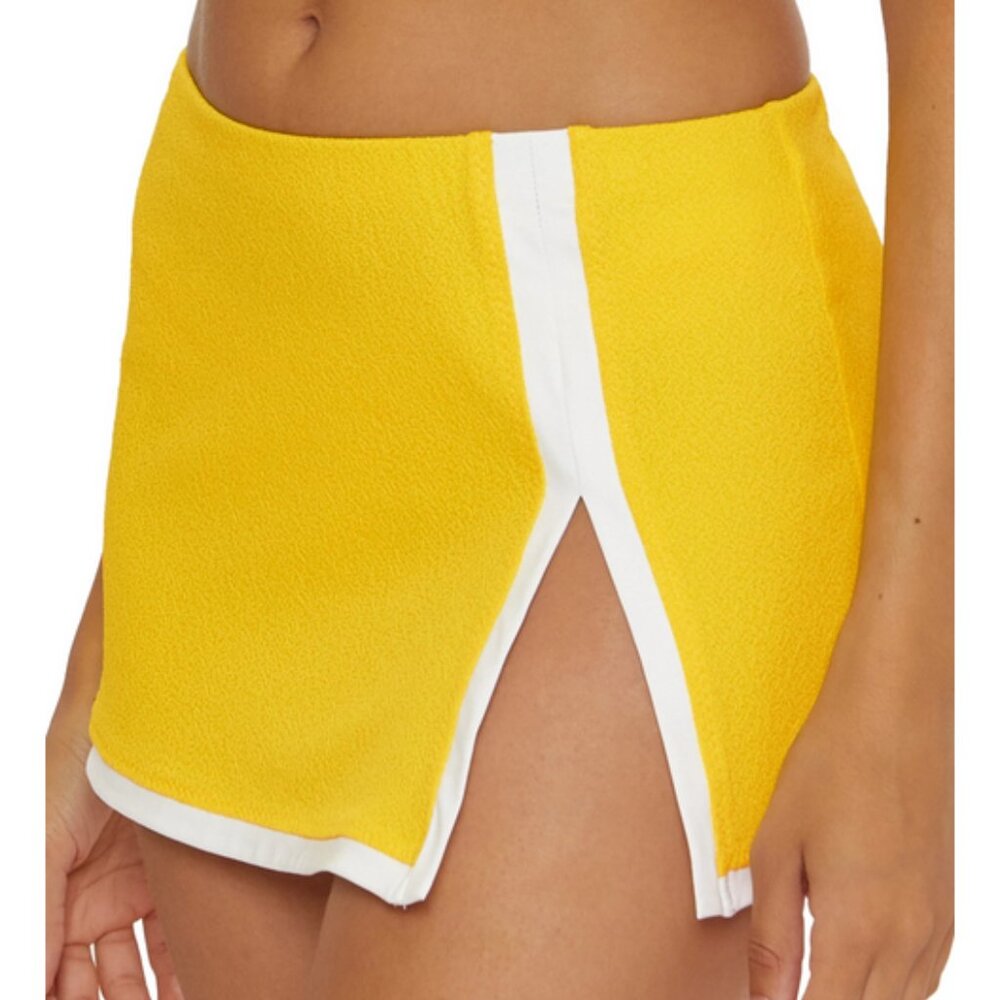 Trina Turk Courtside Mini Skirt Swim Cover Up Empire Yellow Size XL NWT